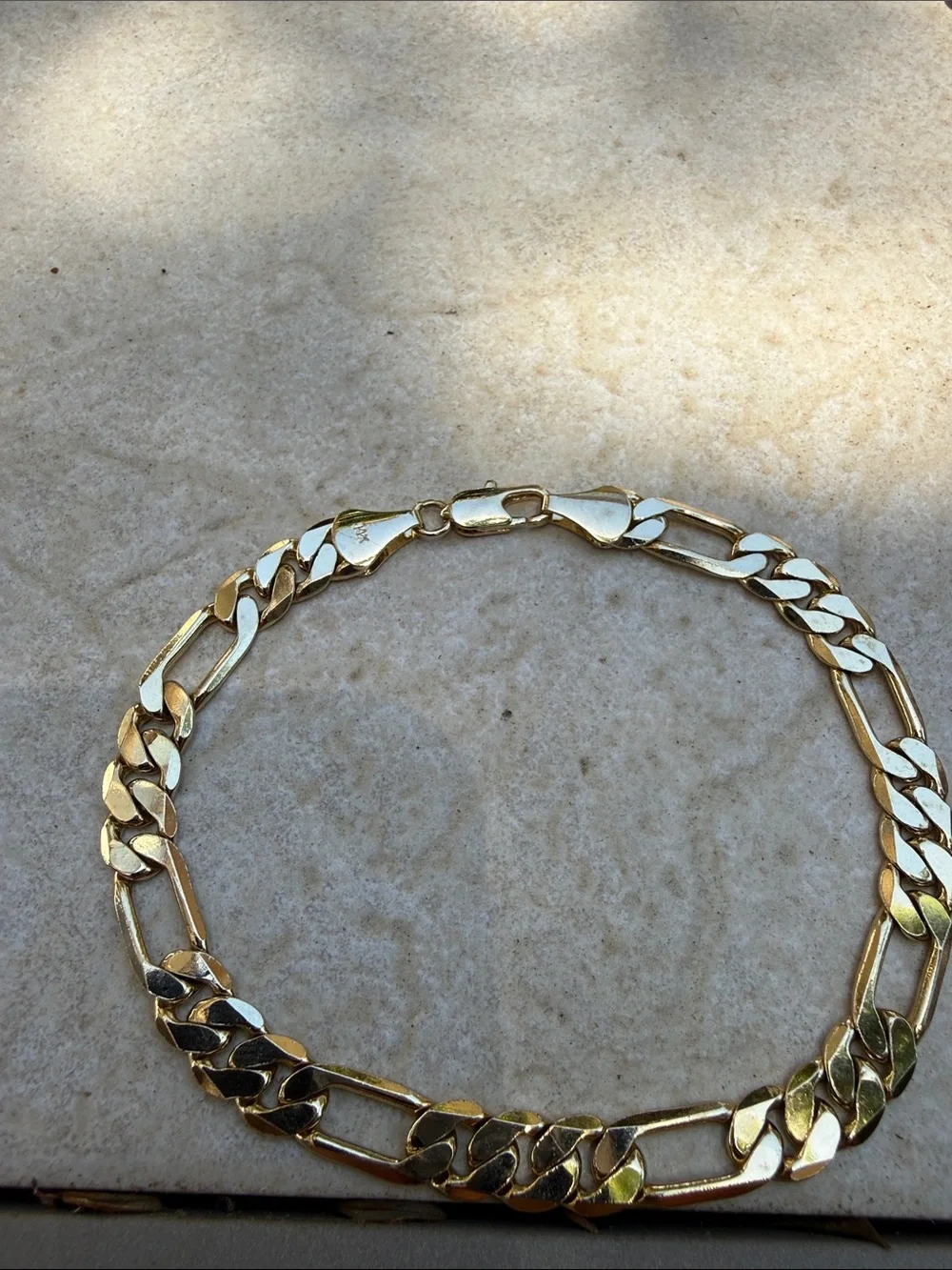 Gold Figaro Chain bracelet 14k gold plated stamped